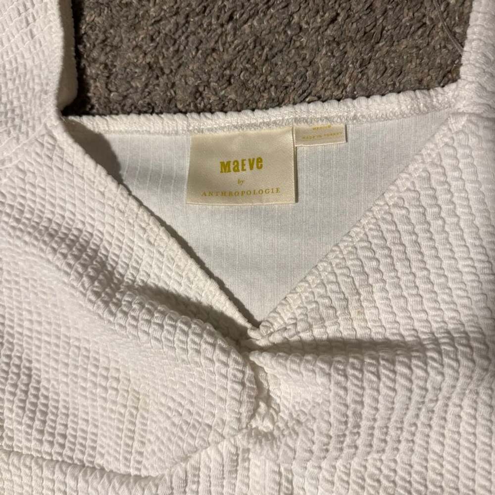 Maeve By Anthropologie Textured Sweetheart Top Size M White